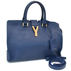 Saint Laurent Cabas Bag Y Line Blue Leather PARIS
